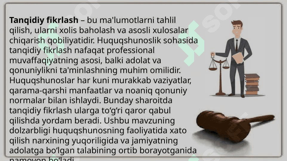 Huquqshunos Faolyatida tanqidiy fikrlashning ahamyati 3
