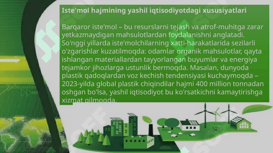 Yashil iqtisodiyotda iste’mol hajmi. 4