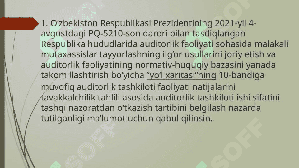 Auditorlik tashkilotlari ishi sifatining tashqi nazorati. 1