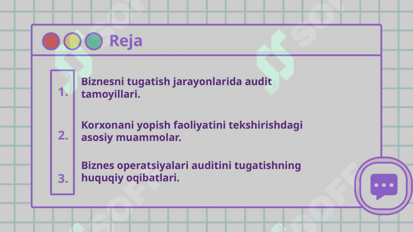 Xo'jalik subyektlari faoliyatining tugatilishi jarayonining auditning xususiyatlari 2