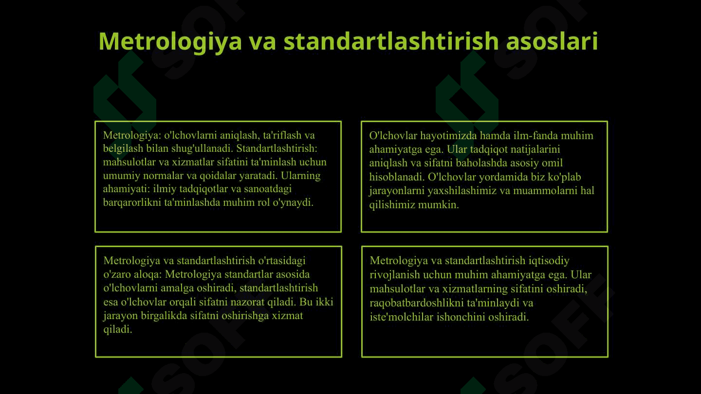 Metrologiya va standartlashtirish asoslari haqida ma'lumotlar   Sertifikatlashtirish jarayonidagi rolini tahlil qilish   Intellektual o'lchash asboblarining kelajagi va innovatsiyalar 3