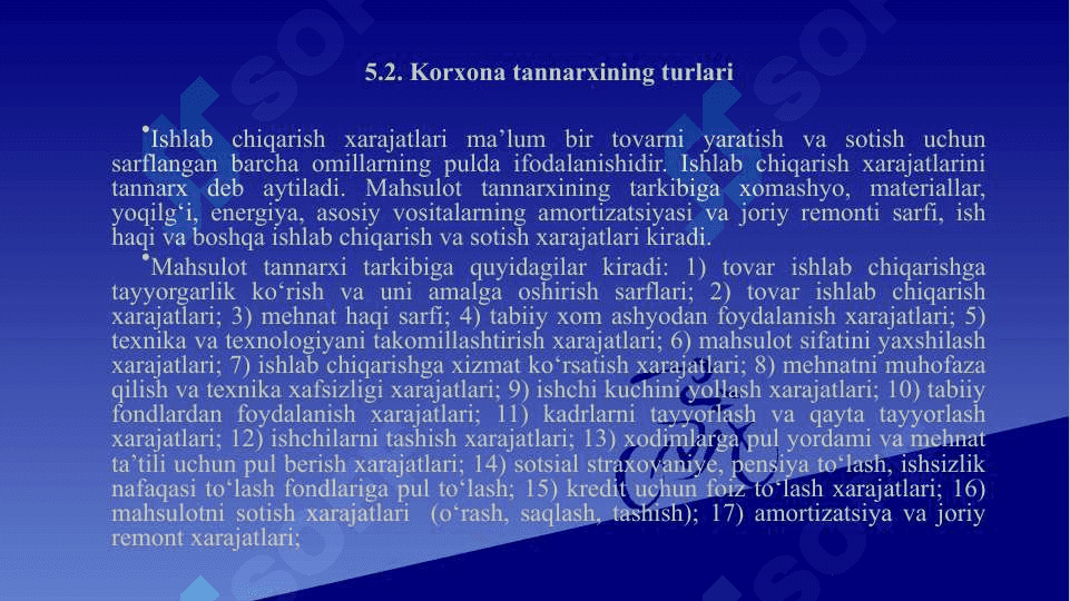 Korxona xarajatlari . Korxonaning daromadi va foydasi 7