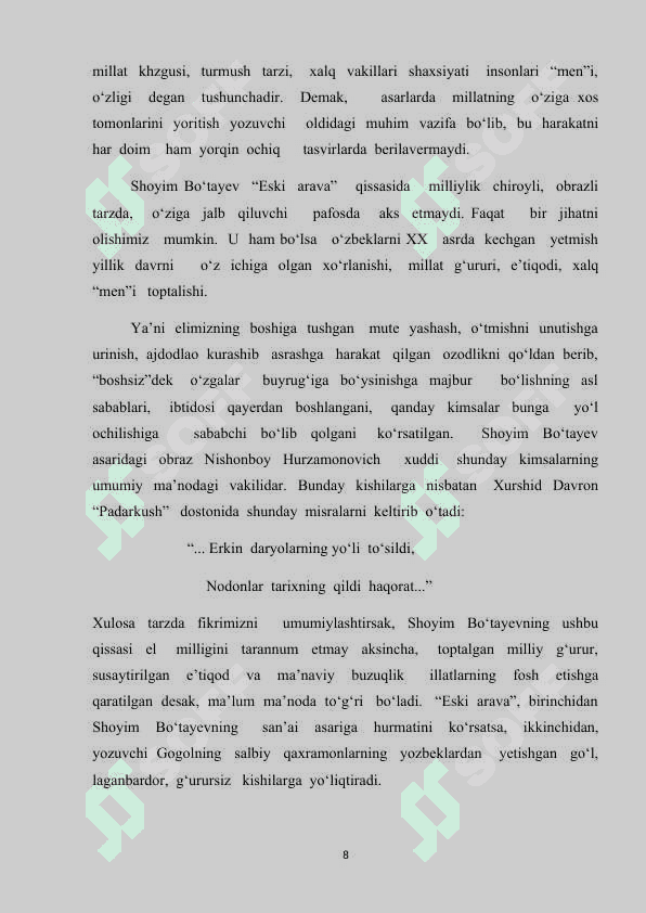 Bo’tayev  qissalari tahlili 8