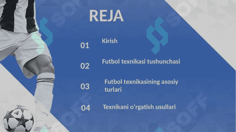 Futbol sport o’yini texnikasini o’rgatish. 2