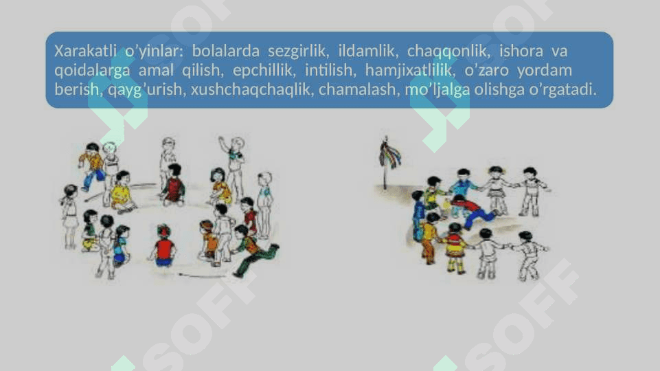 Maktabgacha ta’limda o`yin texnologiyalari mohiyati va o`yin orqali ta’lim olish va rivojlantirish 6