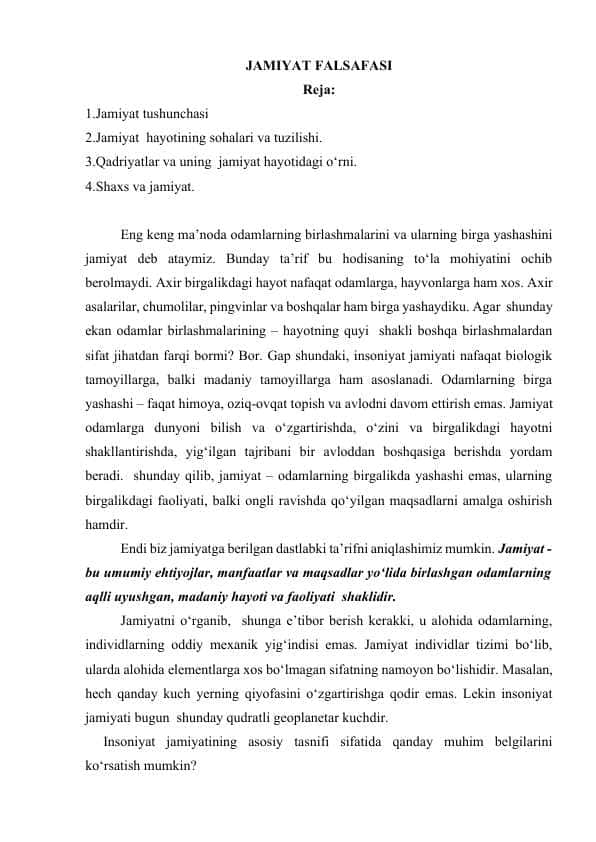 JAMIYAT FALSAFASI