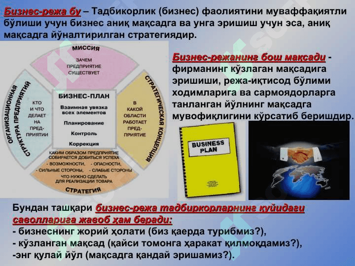 Кичик бизнес ва хусусий тадбиркорлик субъектларини бизнес режаси 2