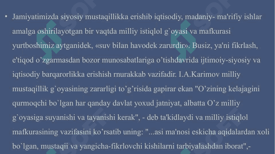 Mustaqillik yillarida O’zbekistonning ma’naviy va madaniy taraqqiyoti. O’zbekiston Respublikasida ta’lim sohasida amalga oshirilgan islohotlar. - Мустақиллик йилларида Ўзбекистоннинг маънавий ва маданий тараққиёти. Ўзбекистон Республикасида таълим соҳасида амалга оширилган ислоҳотлар. 4