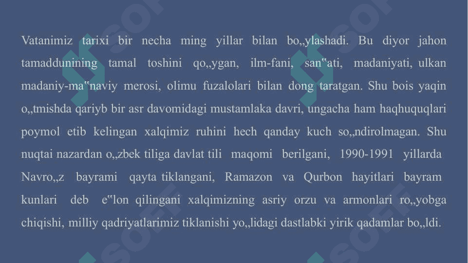 Mustaqillik yillarida O’zbekistonning ma’naviy va madaniy taraqqiyoti. O’zbekiston Respublikasida ta’lim sohasida amalga oshirilgan islohotlar. - Мустақиллик йилларида Ўзбекистоннинг маънавий ва маданий тараққиёти. Ўзбекистон Республикасида таълим соҳасида амалга оширилган ислоҳотлар. 5