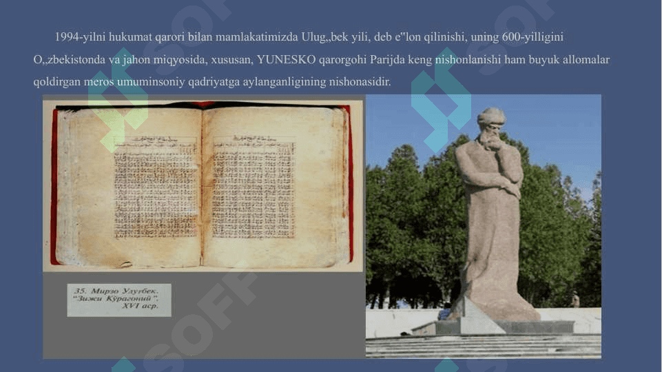 Mustaqillik yillarida O’zbekistonning ma’naviy va madaniy taraqqiyoti. O’zbekiston Respublikasida ta’lim sohasida amalga oshirilgan islohotlar. - Мустақиллик йилларида Ўзбекистоннинг маънавий ва маданий тараққиёти. Ўзбекистон Республикасида таълим соҳасида амалга оширилган ислоҳотлар. 8
