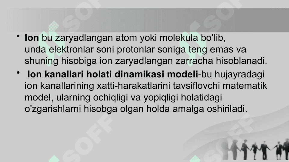 Ion kanallari holat dinamikasining modeli 2