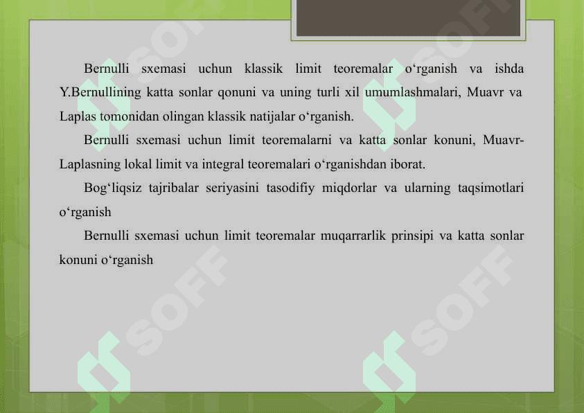 Bernulli sxemasi uchun klassik limit teoremasi 2