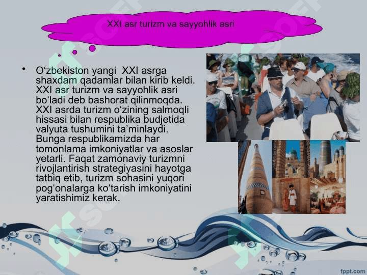 O`zbekistonda turizm sohasini 4