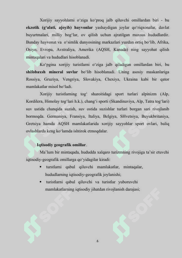 Turizmga ta’sir etuvchi omillar 6