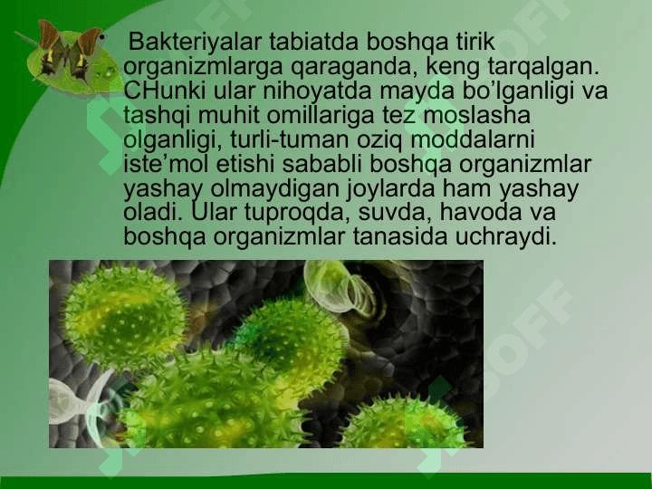 Mikroorganizmlarning biosferadagi o`rniMikroorganizmlarning biosferadagi o`rni 3