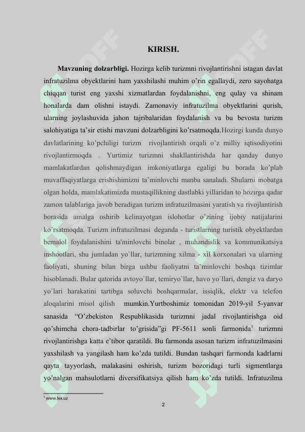 O'zbekistonda jahon tajribasi asosida turistik infratuzilmani rivojlantirish 2