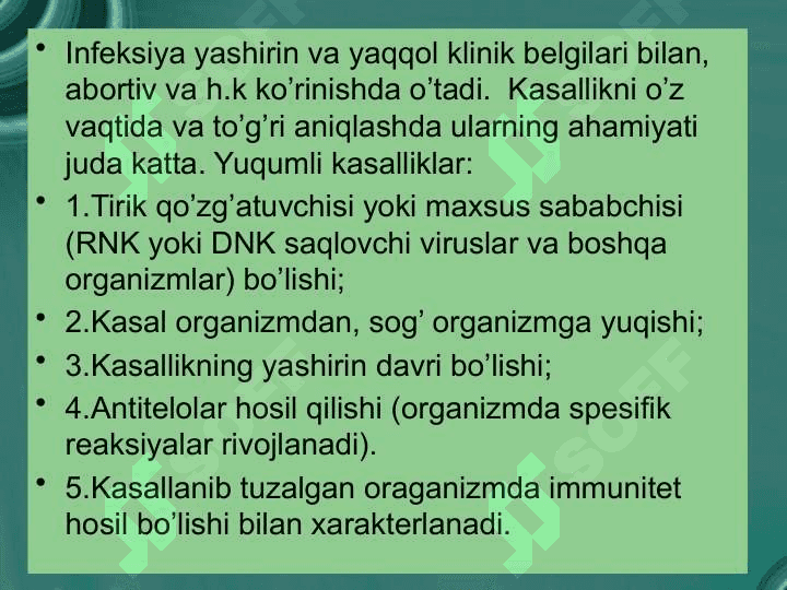 Infeksiya haqida ta’limot 8