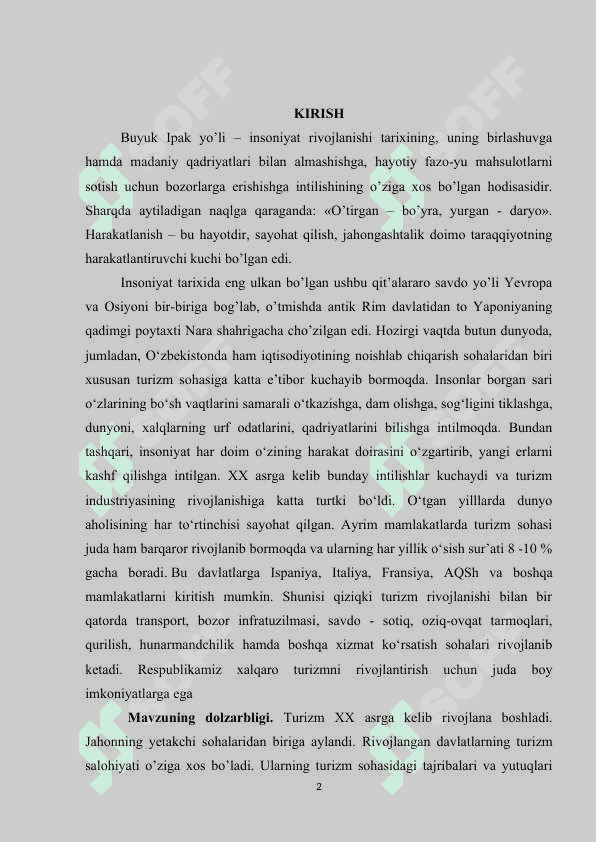 Buyuk ipak yoʻlining xalqaro turizm rivojlanishidagi oʻrni 2