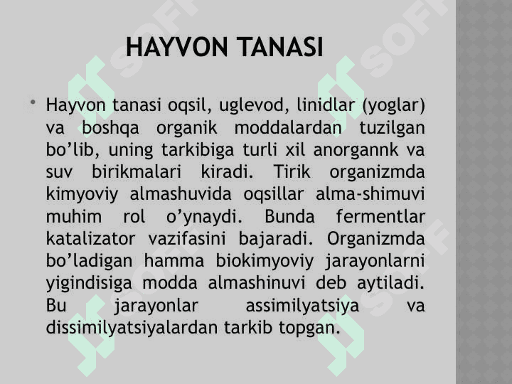 odam va hayvon fiziologiyasi.hayvon organizmining turli sharoitga moslashish mexanizmlari bilan tanishish 2