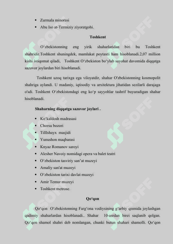 Turizm sohasini rivojlantirishda O’zbekistondagi tarixiy shaharlarning ahamiyati 8