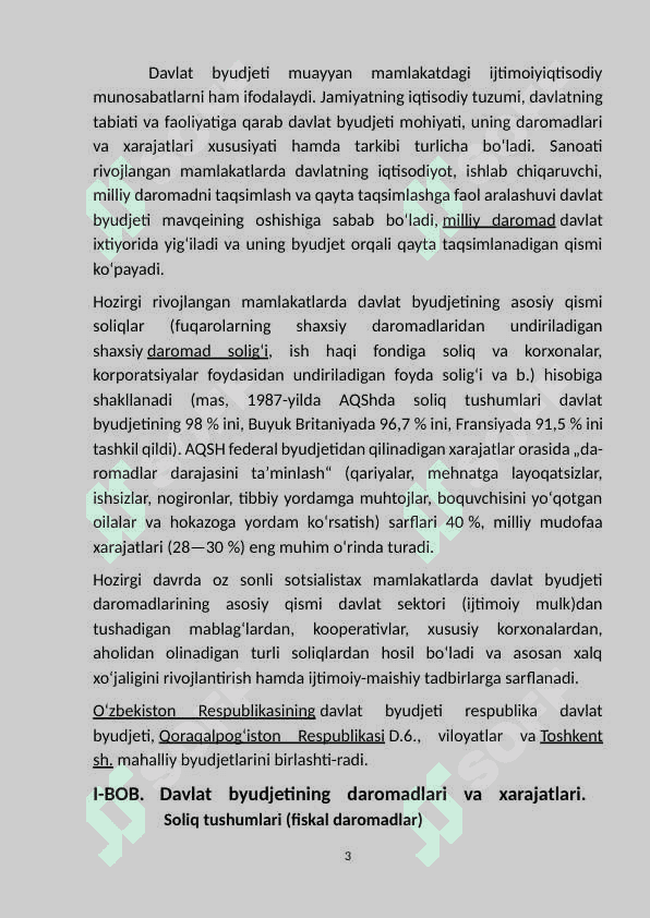 Davlat byudjeti tarkibi va uni takomillashtirish   yo’llari. 3