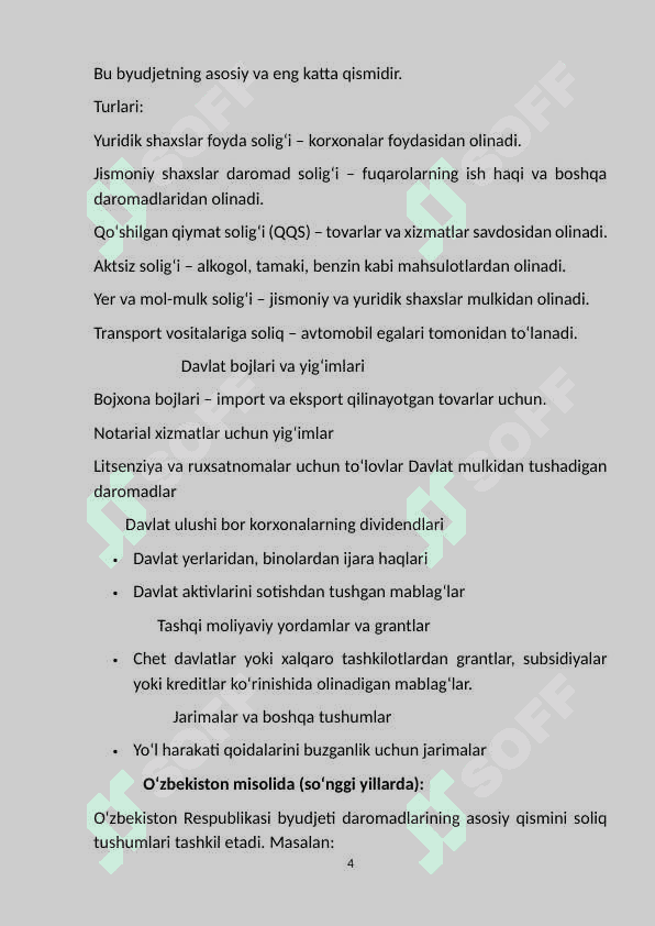 Davlat byudjeti tarkibi va uni takomillashtirish   yo’llari. 4