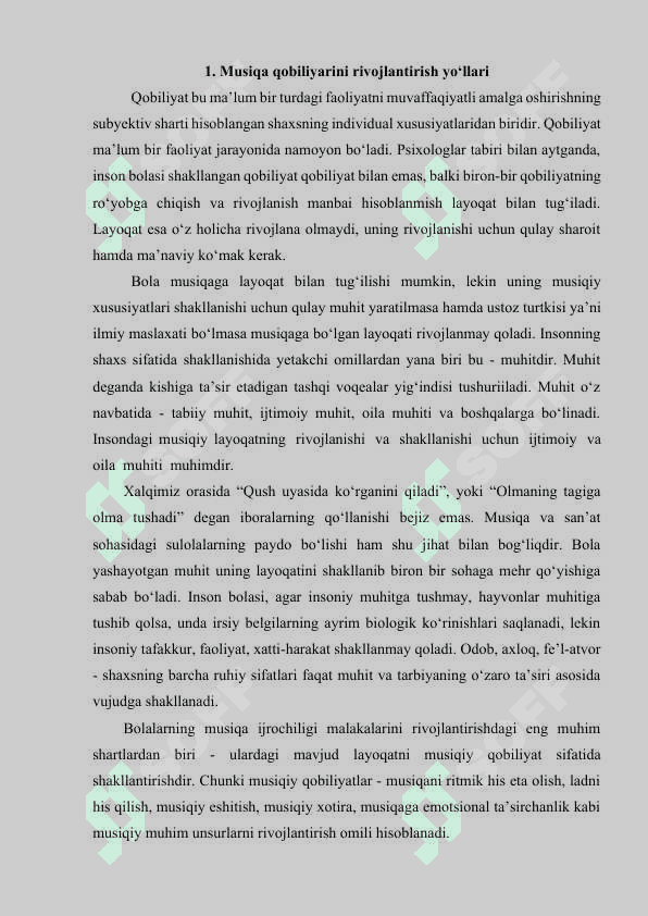 Musiqa mashg‘ulotlarida tarbiyalanuvchilarining ijodkorlik qobiliyatini loyihalashtirish va ularning rivojlanishini diagnostik tahlil qilish 3