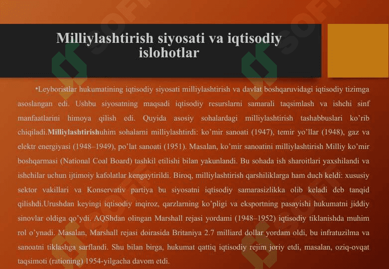Buyuk Britaniya Ikkinchi jahon urushidan keyingi yillarda leyboristlar va konservativ hukumatlar 25 8