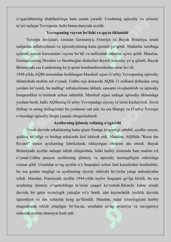 I-Jahon urushining natijasi va insoniyat tarixiga ta’siri maqola 4