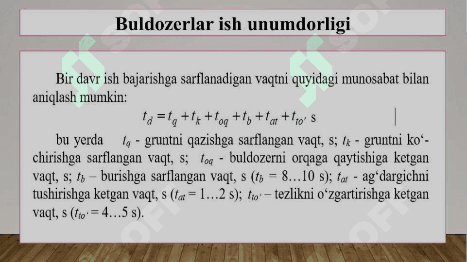 Buldozerlar ish unumdorligini oshirishning tashkiliy, texnologik usullari 3