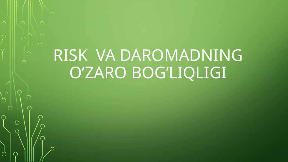 Pulning vaqt bo’yicha qiymati 1
