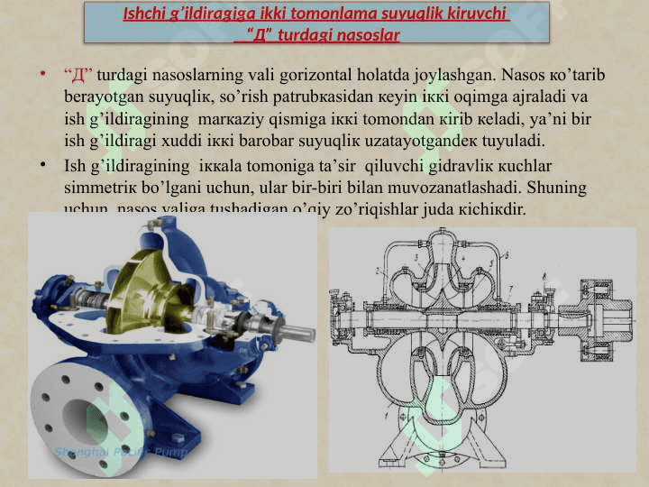 Nasos stansiyasining asosiy gidromexanik va energetik jixozlarini tanlash 5