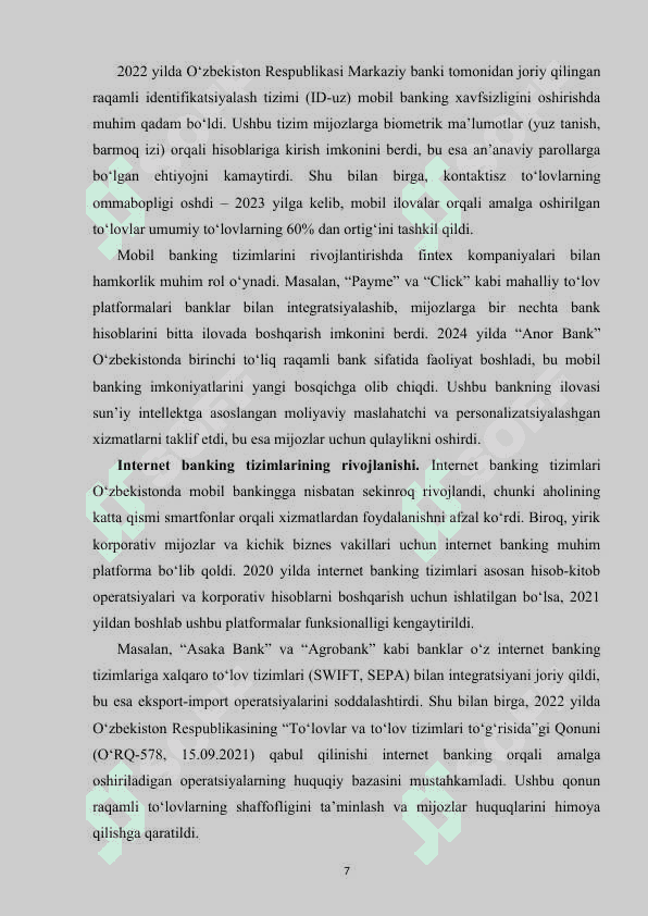 O'zbekiston tijorat banklarida innovatsion bank xizmatlarini joriy etish yo'llari 7
