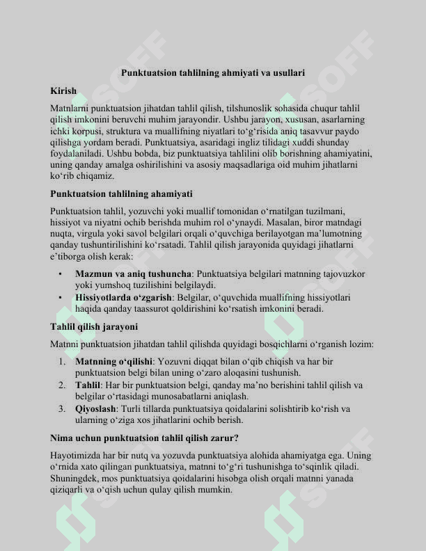 Matnlarni punktuatsion jihatdan tahlil qilish 2