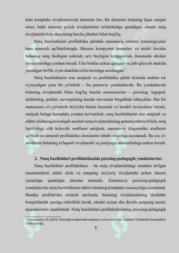 Nutq buzilishlari psixoprofilaktikasi. 8