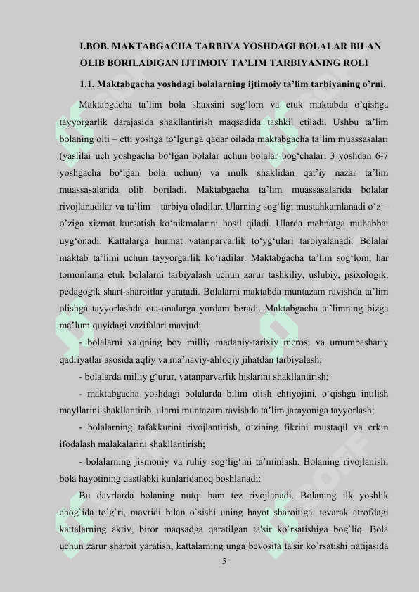Maktabgacha tarbiya yoshidagi bolalar bilan olib boriladigan ijtimoiy pedagogik faoliyat 5