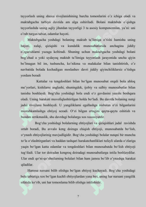 Maktabgacha tarbiya yoshidagi bolalar bilan olib boriladigan ijtimoiy pedagogik faoliyat 7