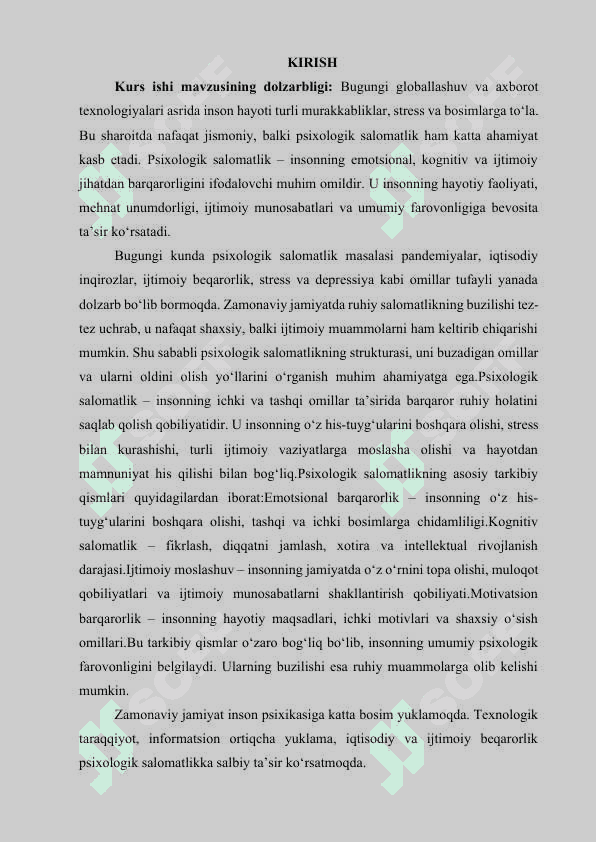 Psixologik salomatlik, uning strukturasi va buzilish me’yorlari 3