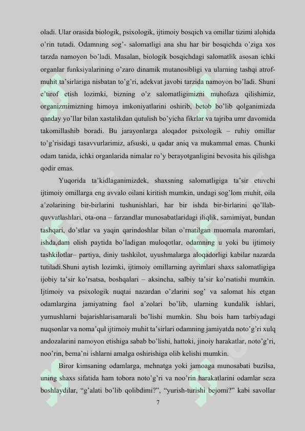 Psixologik salomatlik, uning strukturasi va buzilish me’yorlari 7