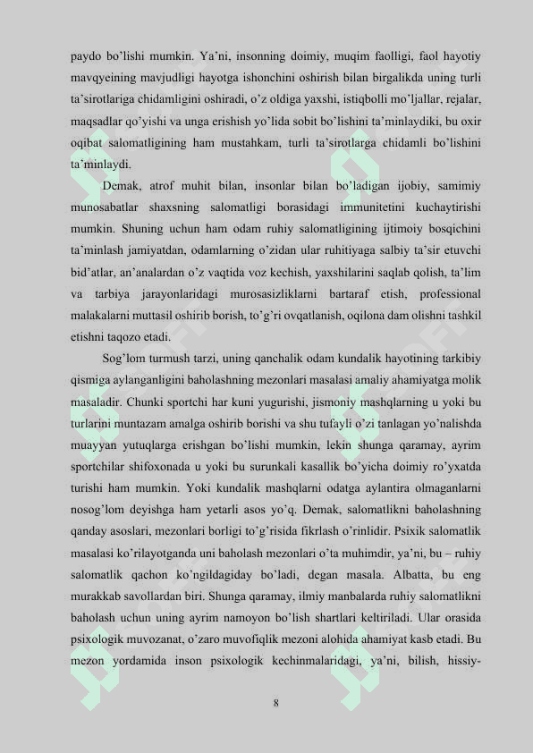 Psixologik salomatlik, uning strukturasi va buzilish me’yorlari 8