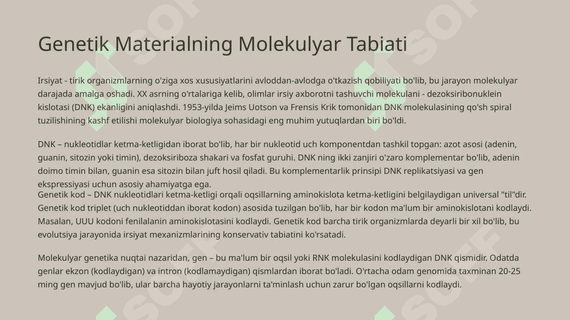 Irsiyatning Molekulyar Asoslari 3