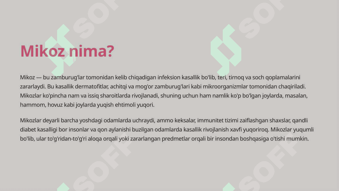 Tirnoq va teri zamburug'i (Mikozi) haqida to'liq ma'lumot 3
