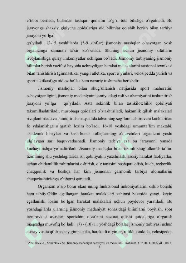 Jismoniy tarbiya darslarida o’quvchilar faoliyatini tashkil etishning nazariy asoslari 6