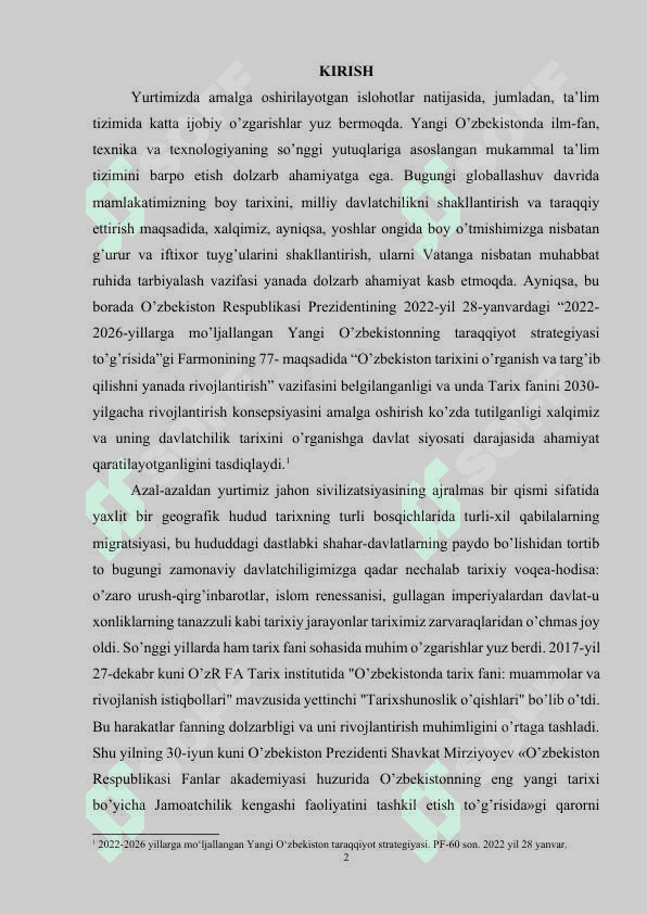 O’zbekiston tarixini o’rganishning dolzarb masalalari 2