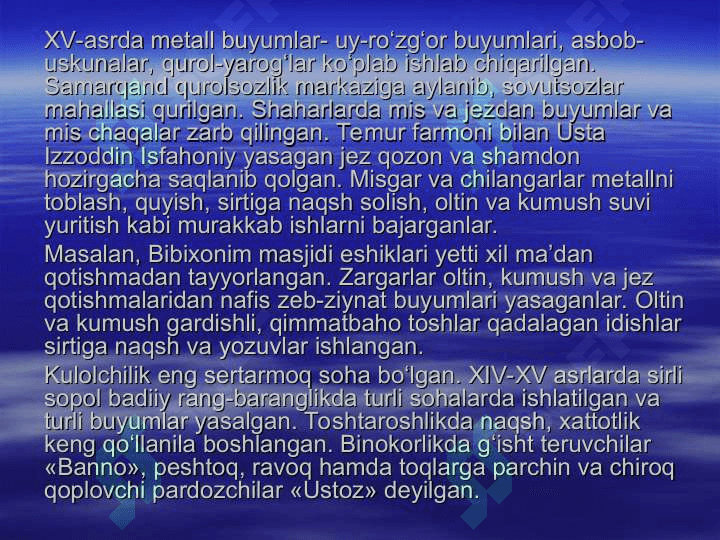 TEMUR VA TEMURIYLAR DAVRIDA ME’MORCHILIK 3