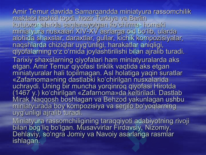 TEMUR VA TEMURIYLAR DAVRIDA ME’MORCHILIK 7