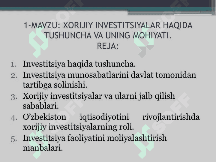 XORIJIY INVESTITSIYALAR 3
