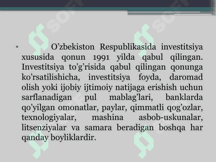 XORIJIY INVESTITSIYALAR 7