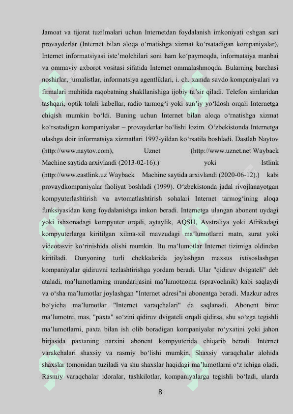 Internet va uning imkoniyatlari 8