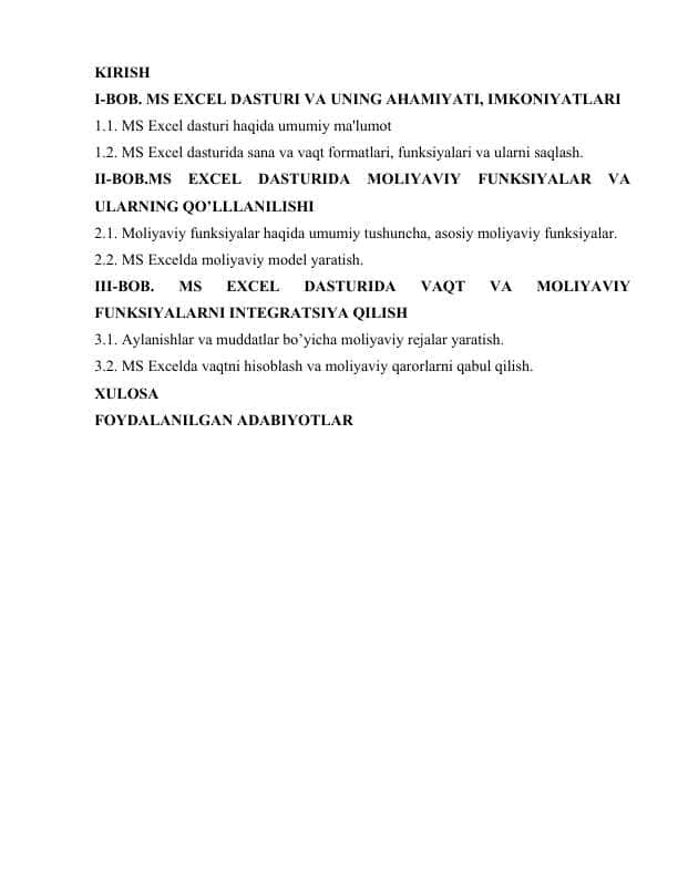 MS EXCEL DASTURI VA UNING AHAMIYATI, IMKONIYATLARI 1